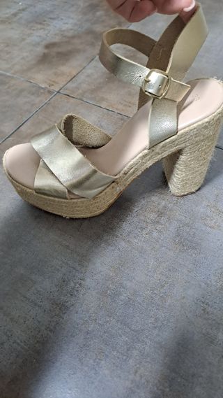 Sandalias esparto y piel talla 38
