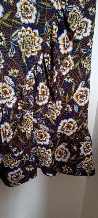 Vestido azul marino estampado elástico 