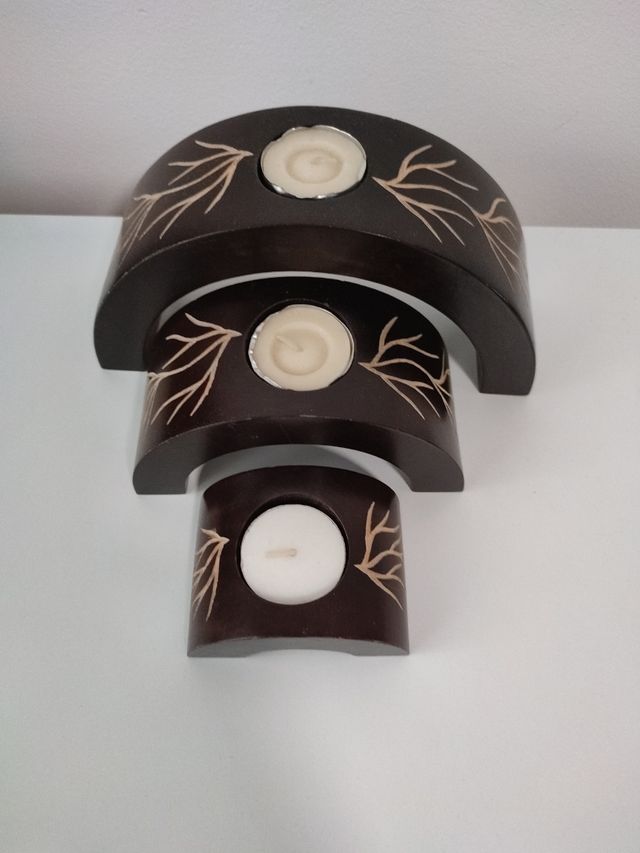 Porta velas en madera