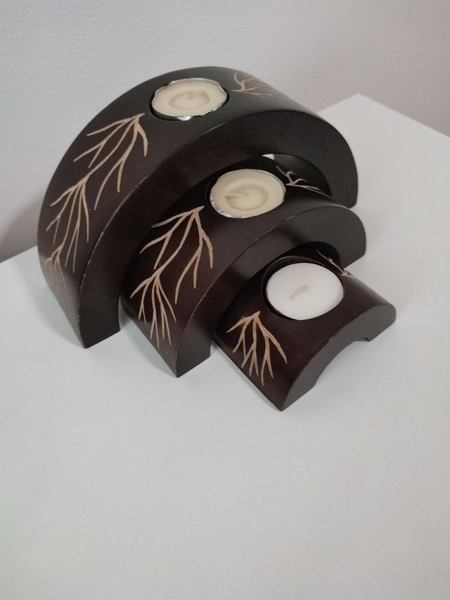 Porta velas en madera