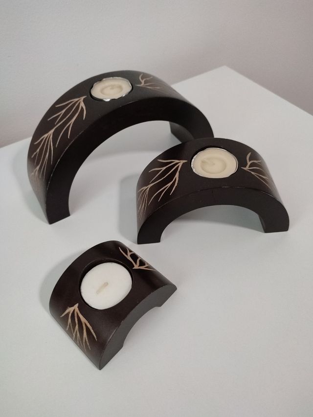 Porta velas en madera