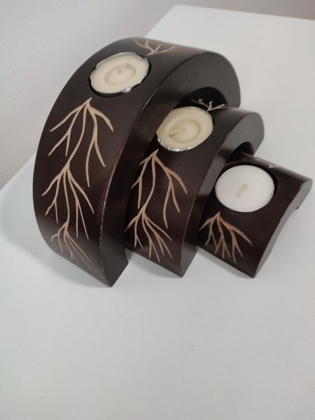 Porta velas en madera