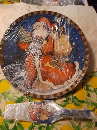 Piatto natalizio con paletta ceramica