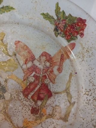 Piatto in vetro decoupage natale 