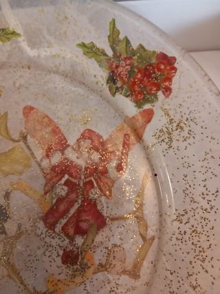 Piatto in vetro decoupage natale 