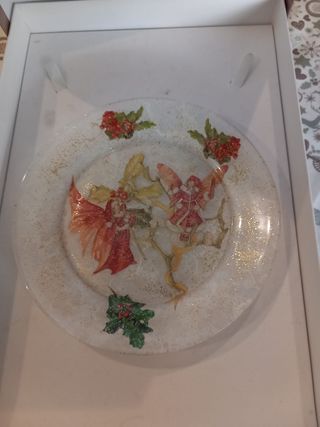 Piatto in vetro decoupage natale 