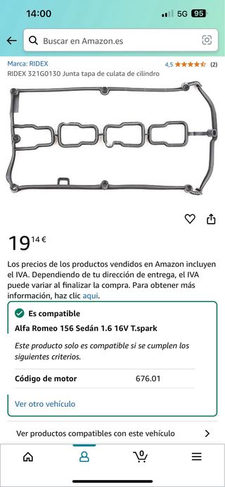 Junta Tapa de Culata Twin Spark