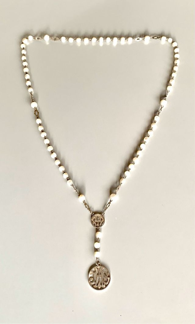 ROSARIO, antiguo de Plata y NÁCAR, Vintage