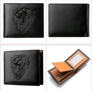 Cartera de cuero PU, relieve de leon