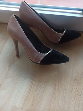 Tacones bicolor, de ante, nº38