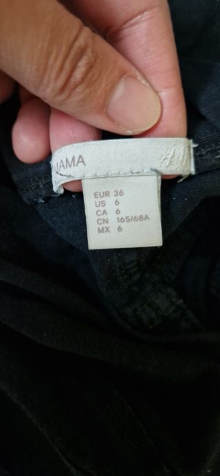 Pantalón jeans Premamá embarazo negro H&M T36