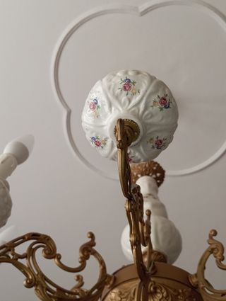 Lampadario anni 70 colore oro 