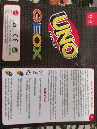 Gioco di carte Uno pocket-Geox-Mattel euro 9.99