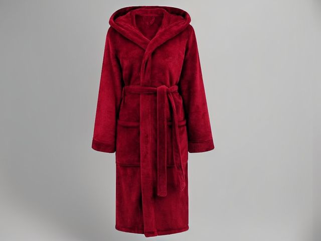 Albornoz Bata Polar Capucha Burdeos Mujer Talla M