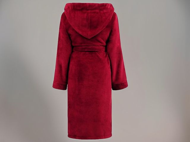 Albornoz Bata Polar Capucha Burdeos Mujer Talla M