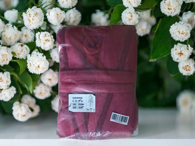 Albornoz Bata Polar Capucha Burdeos Mujer Talla M