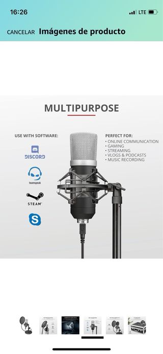 Microfono profesional para gamer, podcast, estudio