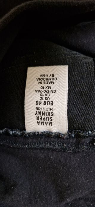 Pantalón vaquero jeans premamá embarazo H&M T40