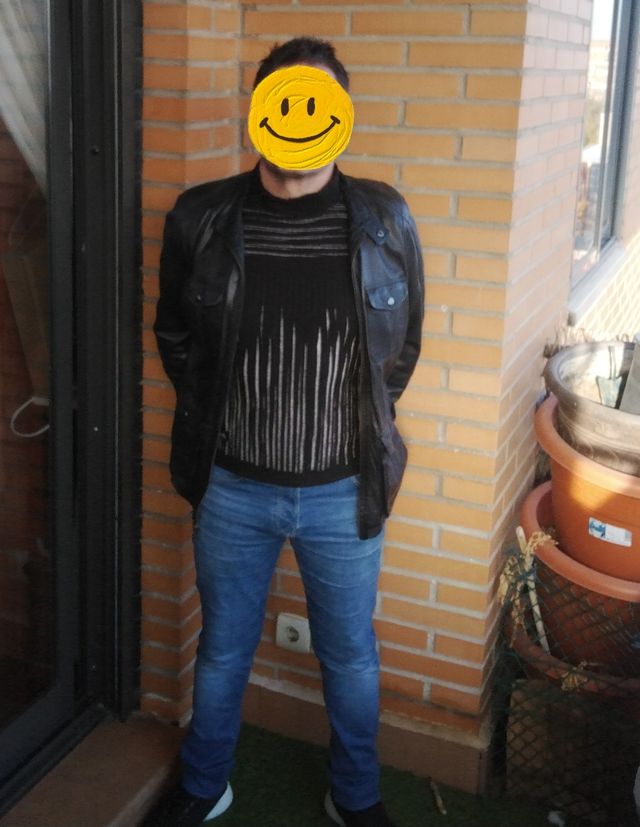 Chaqueta de cuero unisex, talla 44