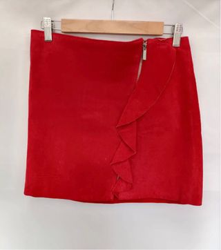 Falda roja de piel de Mango talla S nueva