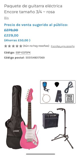 Guitarra eléctrica Encore 3/4 con accesorios