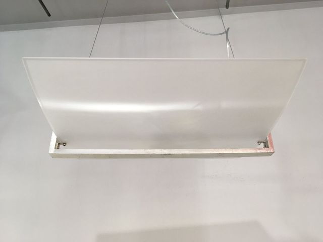 Lampadario legno foglia argento e vetro