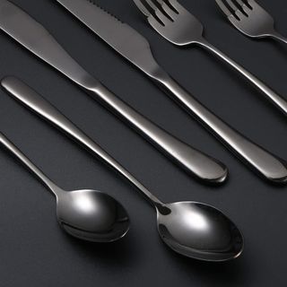 ★ Juego cubiertos 36 piezas 6 personas Acero Negro