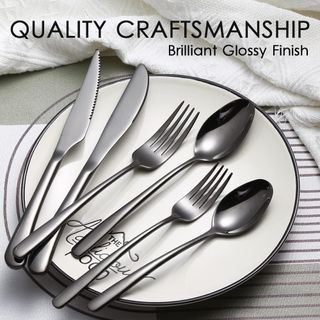 ★ Juego cubiertos 36 piezas 6 personas Acero Negro