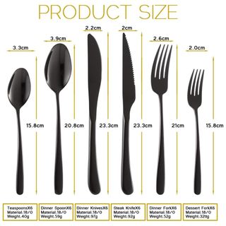★ Juego cubiertos 36 piezas 6 personas Acero Negro
