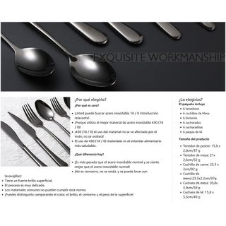 ★ Juego cubiertos 36 piezas 6 personas Acero Negro