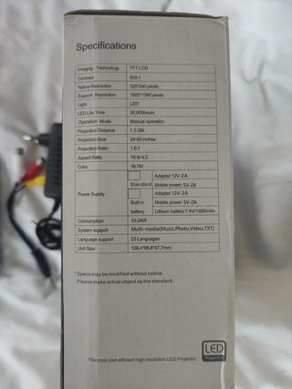 Mini Proyector Led Blanco y Negro