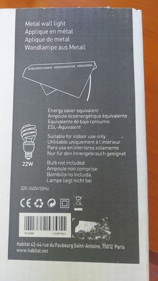 2 Apliques de metal para pared