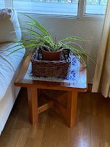Conjunto de Mesa de madera y cerámica.