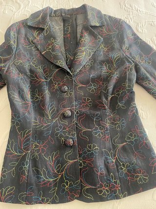 Chaqueta precioso tejido vaquero bordado azul