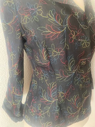 Chaqueta precioso tejido vaquero bordado azul