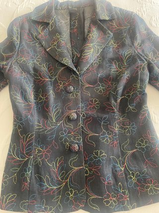 Chaqueta precioso tejido vaquero bordado azul