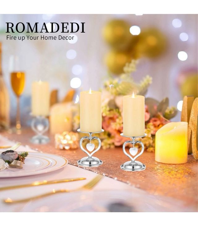 Romadedi Portavelas Plateados en Forma de Corazón