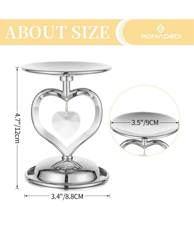 Romadedi Portavelas Plateados en Forma de Corazón