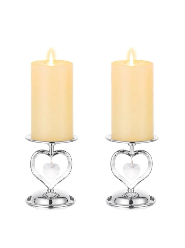 Romadedi Portavelas Plateados en Forma de Corazón