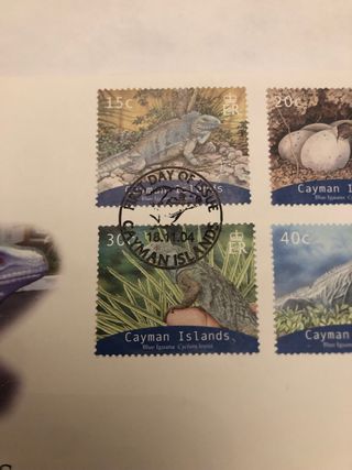 Sellos Islas Caiman. Sobre emision primer dia