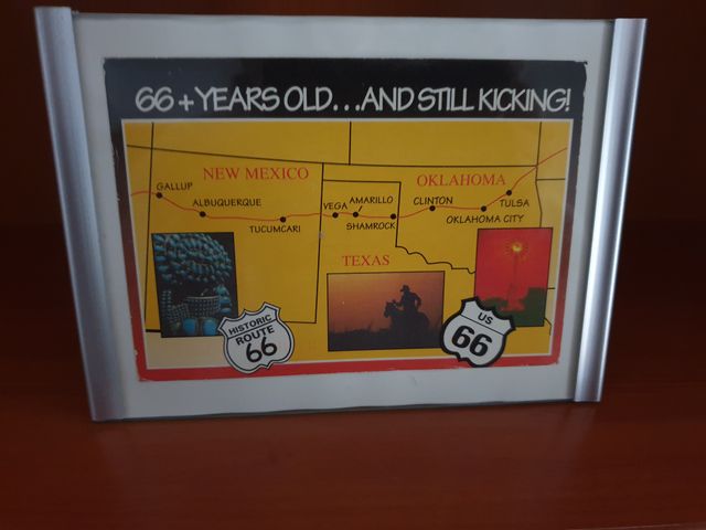 PORTARRETRATO CON TARJETA POSTAL RUTA 66