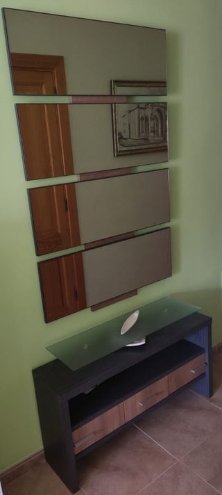 Espejo con mueble bajo para entrada casa
