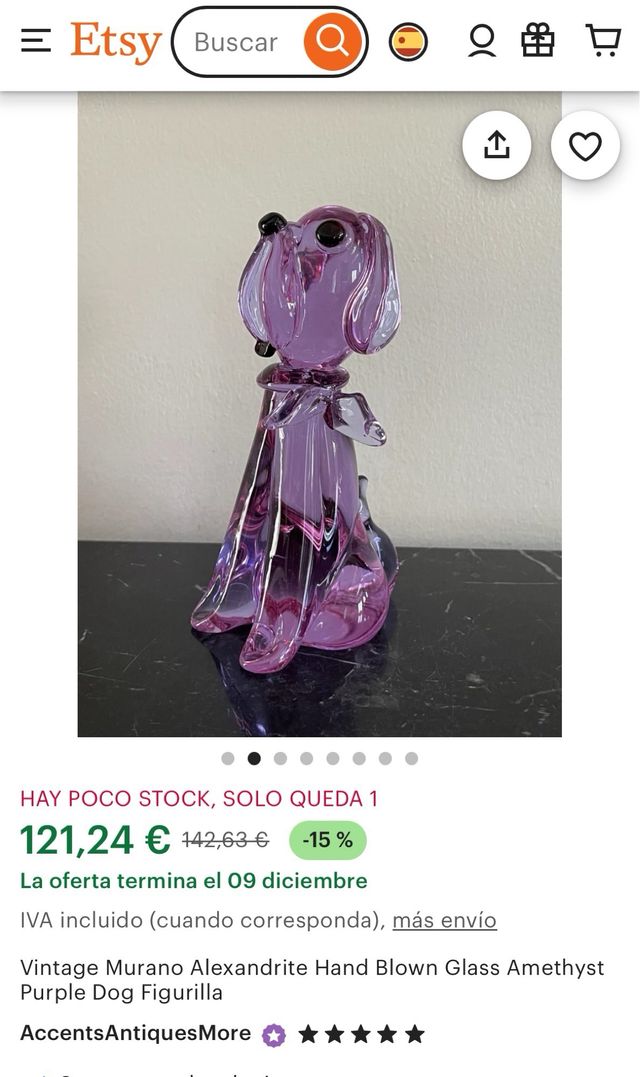 Figura perro de cristal de Murano