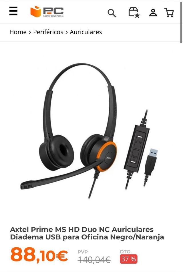 Auriculares Axtel Prime MS HD duo NC USB