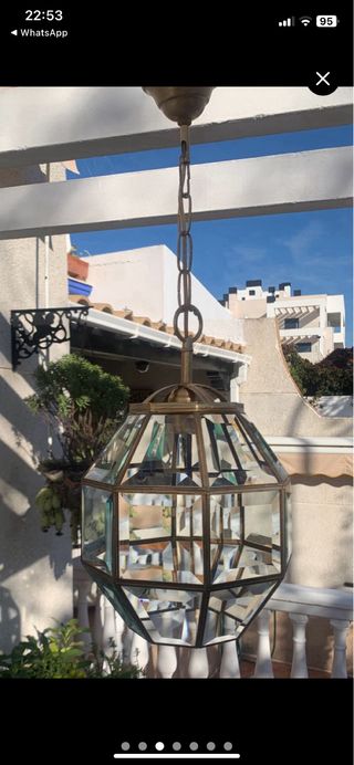 Lampara de cristal viselado grueso