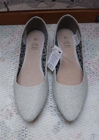 Bailarinas básicas doradas o plata sin estrenar