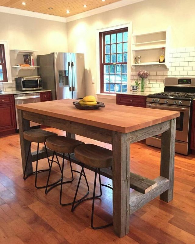 Isla cocina madera maciza rustica 