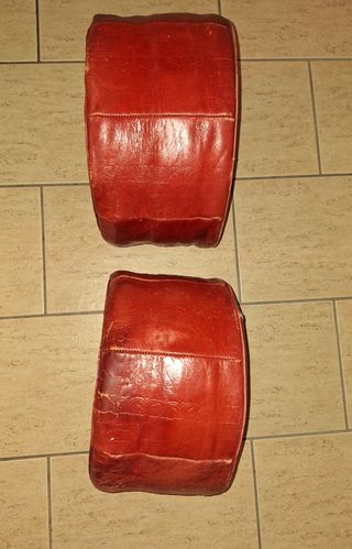 Puff piel roja burdeos