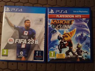 Videojuego ps4 fifa 23 y ratchet y clank