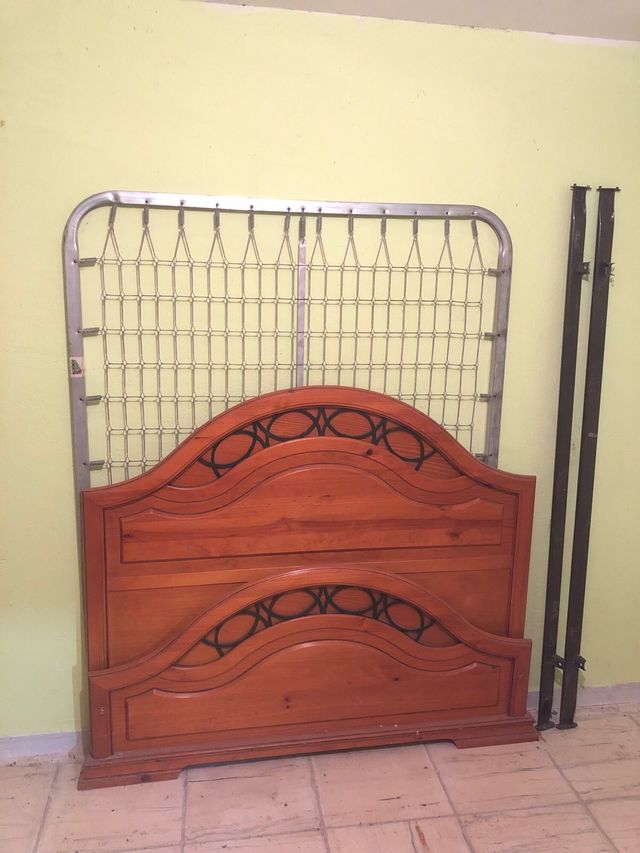 Cama matrimonio madera rustica  135x180